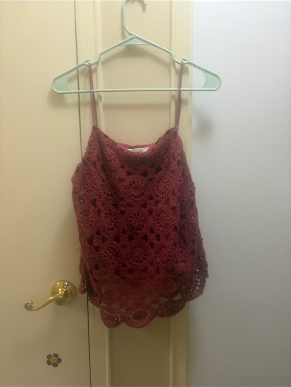 LOFT Burgundy Crochet Lace Camisole Top